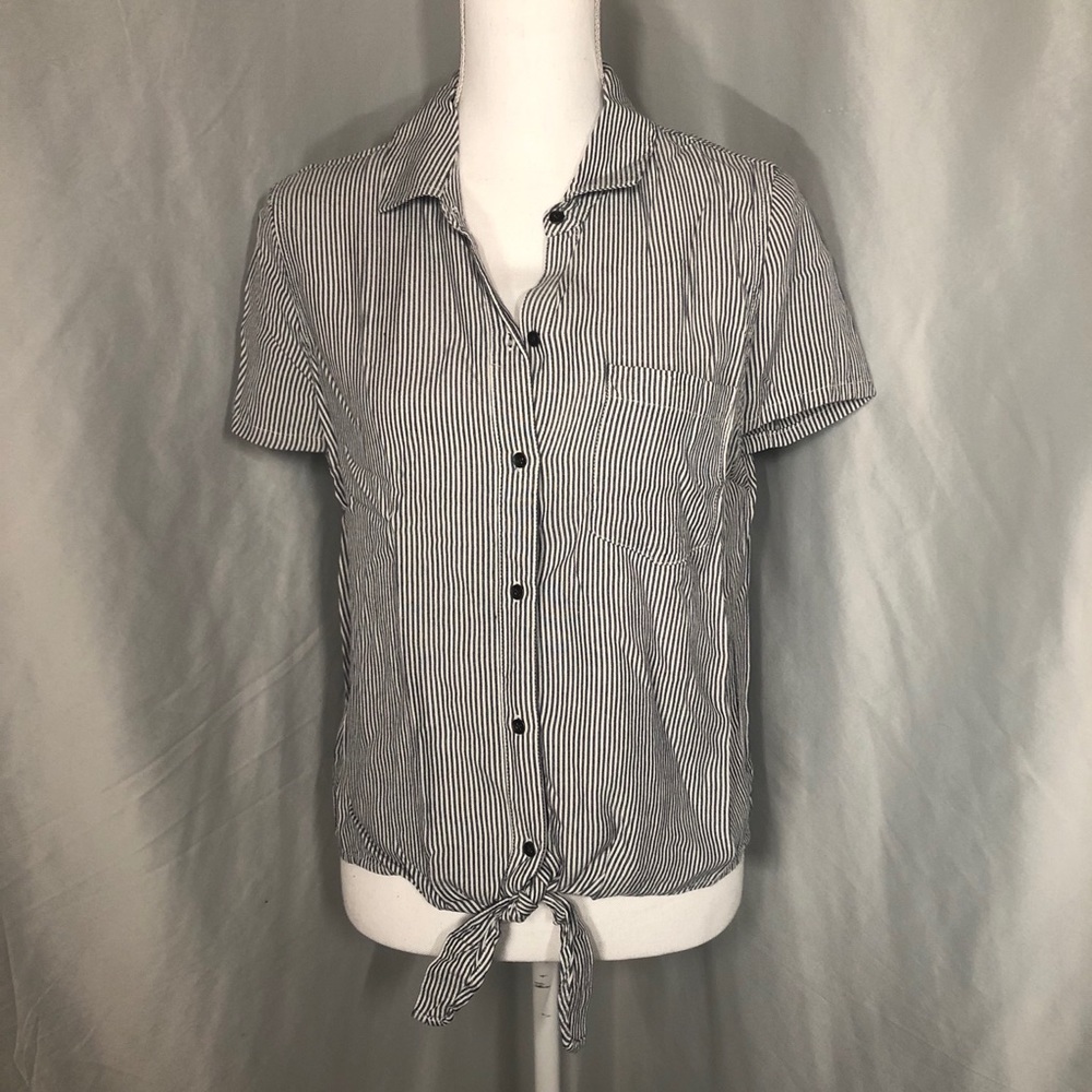 Striped Button Down Tie Front shirt